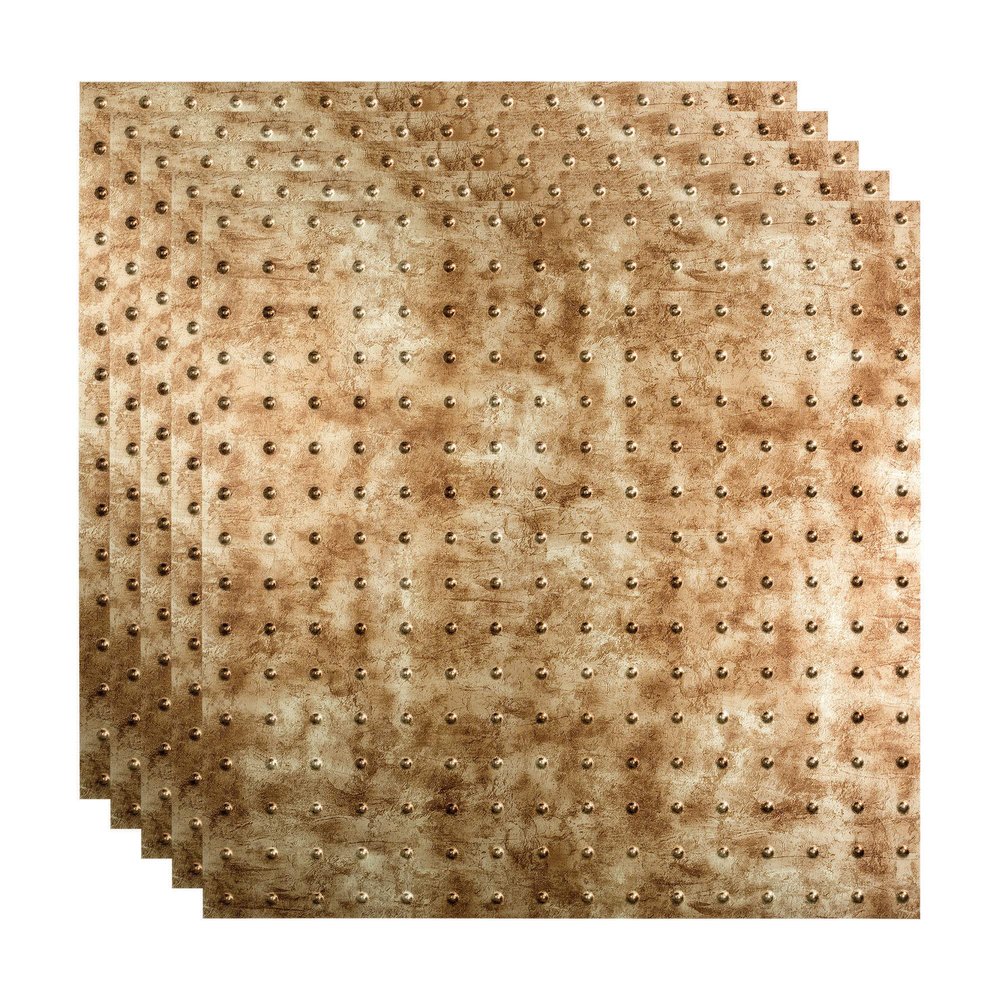 FASDE Minidome Decorative Vinyl 2ft x 2ft Lay in Ceiling Panel in Bermuda Bronze (5 Pack)