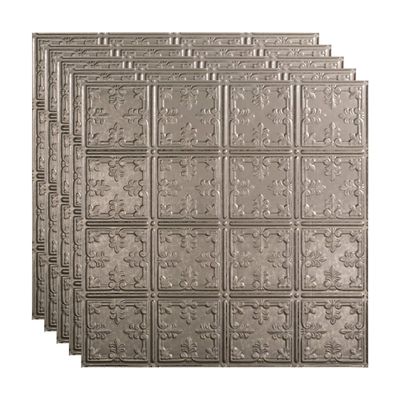 FASDE Traditional Style/Pattern 10 Decorative Vinyl 2ft x 2ft Lay in Ceiling Panel in Galvanized Steel (5 Pack)
