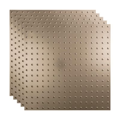 FASDE Minidome Decorative Vinyl 2ft x 2ft Lay in Ceiling Panel in Brushed Nickel (5 Pack)