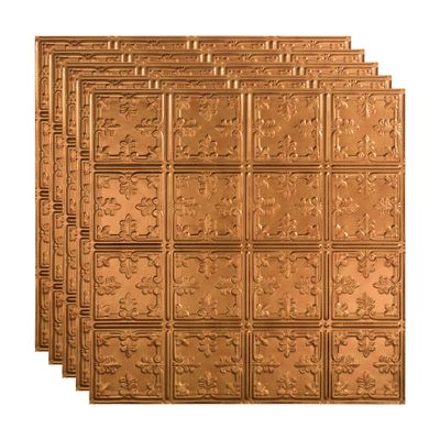 FASDE Traditional Style/Pattern 10 Decorative Vinyl 2ft x 2ft Lay in Ceiling Panel in Antique Bronze (5 Pack)