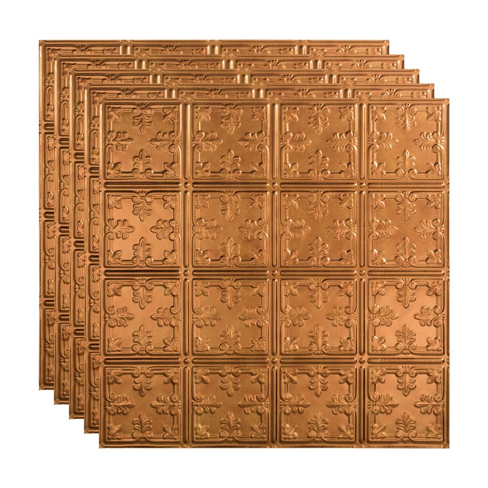 FASDE Traditional Style/Pattern 10 Decorative Vinyl 2ft x 2ft Lay in Ceiling Panel in Antique Bronze (5 Pack)