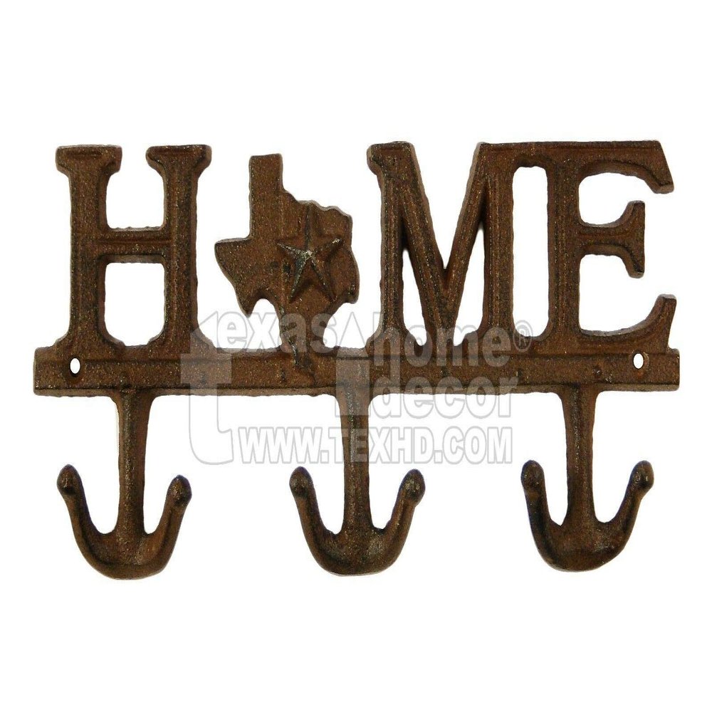 Decor for The Soul Texas Key Rack Home Hat Hooks Coat Holder Rustic Cast Iron Western Wall Decor