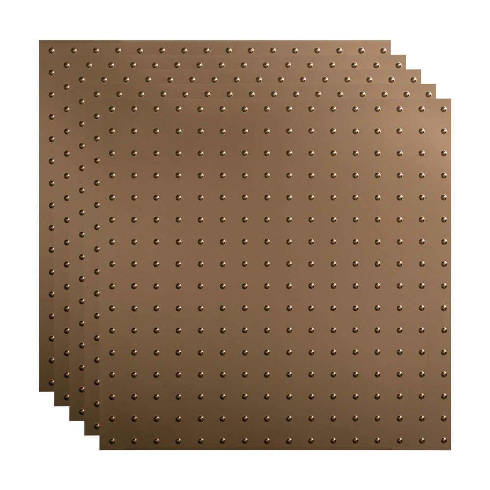 FASDE Minidome Decorative Vinyl 2ft x 2ft Lay in Ceiling Panel in Argent Bronze (5 Pack)