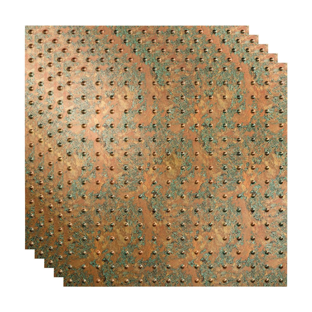 FASDE Minidome Decorative Vinyl 2ft x 2ft Lay in Ceiling Panel in Copper Fantasy (5 Pack)