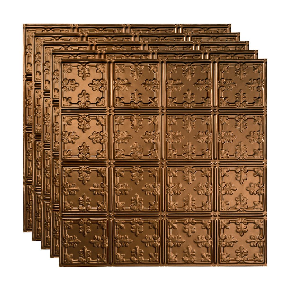 FASDE Traditional Style/Pattern 10 Decorative Vinyl 2ft x 2ft Lay in Ceiling Panel in Oil-Rubbed Bronze (5 Pack)