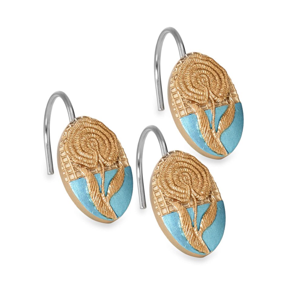 Popular Bath Ombre Rose Design Shower Hooks, Blue