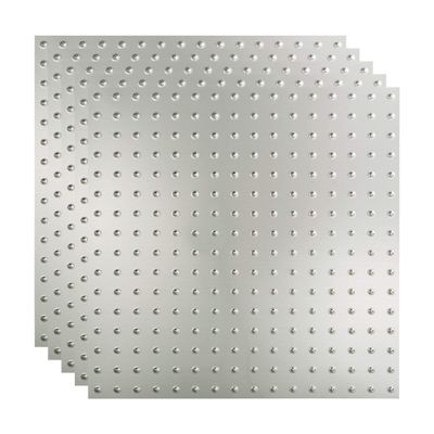 FASDE Minidome Decorative Vinyl 2ft x 2ft Lay in Ceiling Panel in Brushed Aluminum (5 Pack)