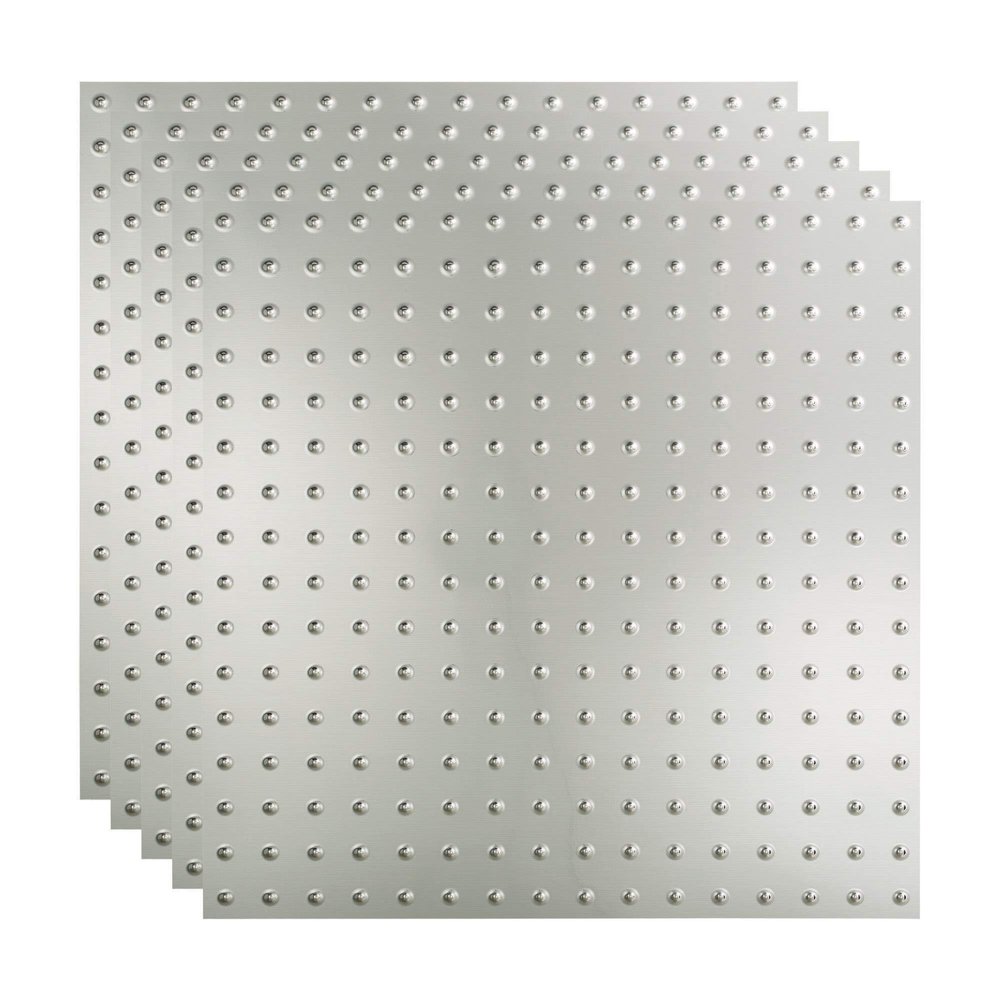 FASDE Minidome Decorative Vinyl 2ft x 2ft Lay in Ceiling Panel in Brushed Aluminum (5 Pack)