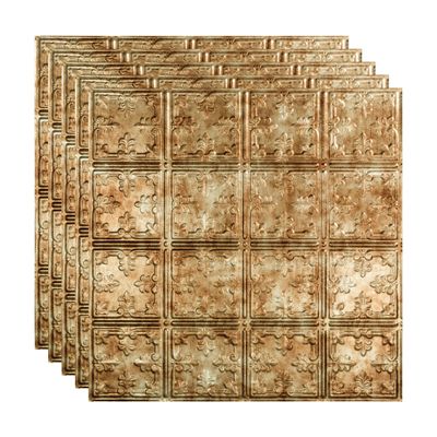 FASDE Traditional Style/Pattern 10 Decorative Vinyl 2ft x 2ft Lay in Ceiling Panel in Bermuda Bronze (5 Pack)