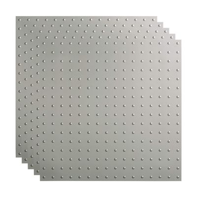 FASDE Minidome Decorative Vinyl 2ft x 2ft Lay in Ceiling Panel in Argent Silver (5 Pack)