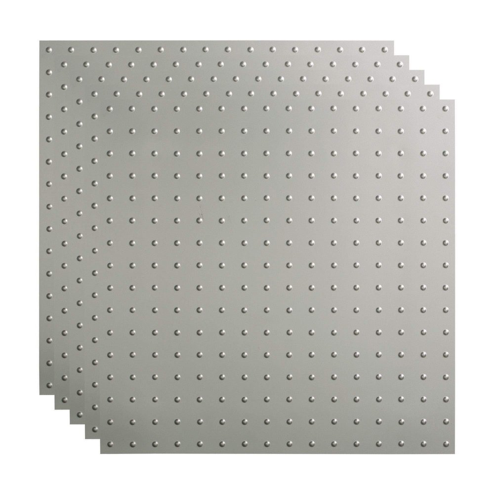 FASDE Minidome Decorative Vinyl 2ft x 2ft Lay in Ceiling Panel in Argent Silver (5 Pack)