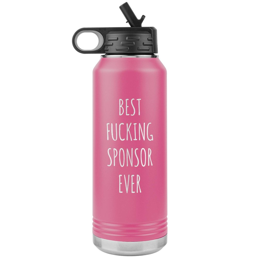Cute But Rude Worlds Best Sponsor Ever Water Bottle Funny AA Gifts for Sponsors Sobriety Gift for Men & Women Soberversary for Sponsor Insulated 32oz BPA Free