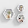 AHDECOR Hexagon Floating Shelves, Set of 3 White Hexagon Wall Shelves | Modern Honeycomb Floating Shelves for Living Room, Bedroom, Office | Hexagonal Wall Organizer Hanging Shelf view 1