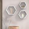 AHDECOR Hexagon Floating Shelves, Set of 3 White Hexagon Wall Shelves | Modern Honeycomb Floating Shelves for Living Room, Bedroom, Office | Hexagonal Wall Organizer Hanging Shelf view 2