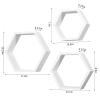 AHDECOR Hexagon Floating Shelves, Set of 3 White Hexagon Wall Shelves | Modern Honeycomb Floating Shelves for Living Room, Bedroom, Office | Hexagonal Wall Organizer Hanging Shelf view 3