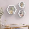 AHDECOR Hexagon Floating Shelves, Set of 3 White Hexagon Wall Shelves | Modern Honeycomb Floating Shelves for Living Room, Bedroom, Office | Hexagonal Wall Organizer Hanging Shelf view 4