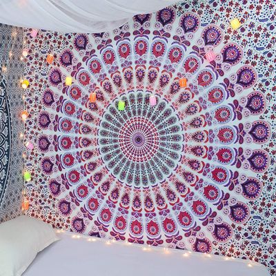 Popular Handicrafts Tapestry Wall Hanging Hippie Mandala Bohemian Hippy Psychedelic Design Indian Peacock Meditation Gypsy Tapestries Bedspread 30 x 40 Inches (76 x 101 cms), Blue