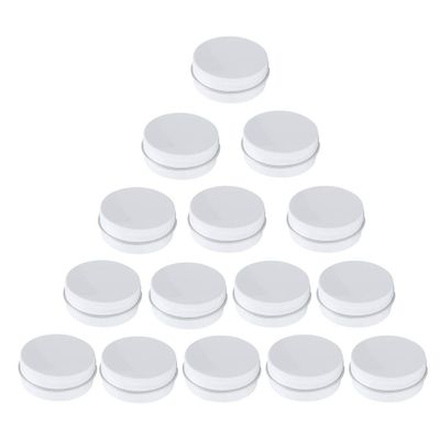 1 oz/30ml White Aluminum Tin Jar with Screw Lid Metal Round Tins Aluminum Tin Cans Containers Metal Steel Tin Cosmetic Sample Containers for Lip Balm DIY Salve Spice Candies Crafts, 15 Pack
