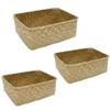 Cabilock 3pcs Woven Tea Storage Basket Natural Sea Grass Sundries Organizer for Picnic Clutter Container Khaki view 1