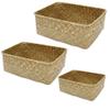 Cabilock 3pcs Woven Tea Storage Basket Natural Sea Grass Sundries Organizer for Picnic Clutter Container Khaki view 2