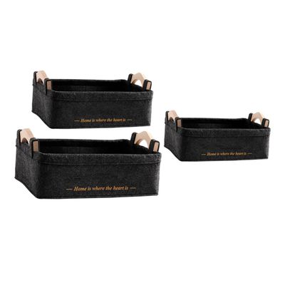 Cabilock 3pcs Nordic Style Black Storage Handles Versatile Felt Sundries Organizers for Bedside Toys and Snacks Functional and Decorative Home Storage