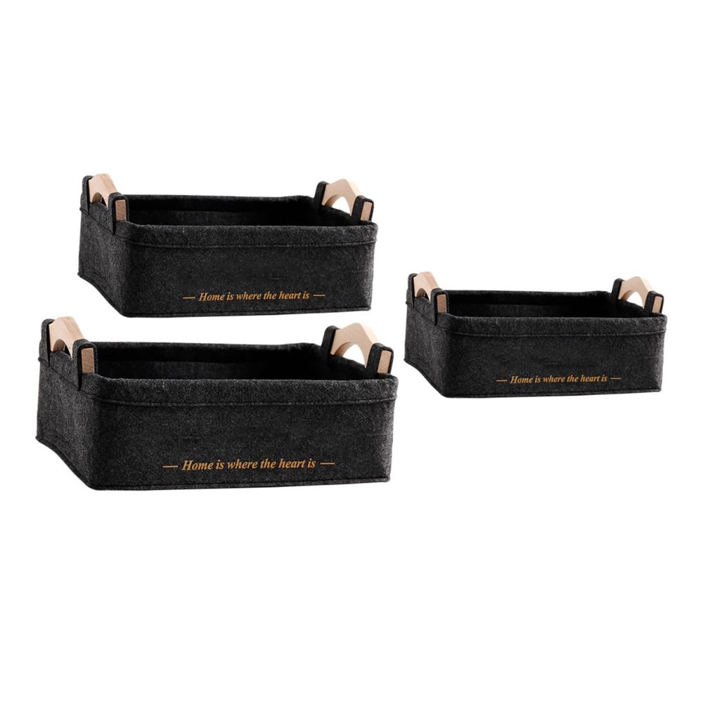 Cabilock 3pcs Nordic Style Black Storage Handles Versatile Felt Sundries Organizers for Bedside Toys and Snacks Functional and Decorative Home Storage