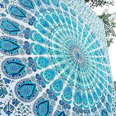 Popular Handicrafts Tapestry Wall Hanging Hippie Mandala Bohemian Hippy Psychedelic Design Indian Peacock Meditation Gypsy Tapestries Bedspread 30 x 40 Inches (76 x 101 cms), Blue