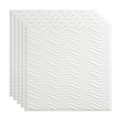 FASDE Current Decorative Vinyl 2ft x 2ft Lay in Ceiling Panel in Matte White (5 Pack)