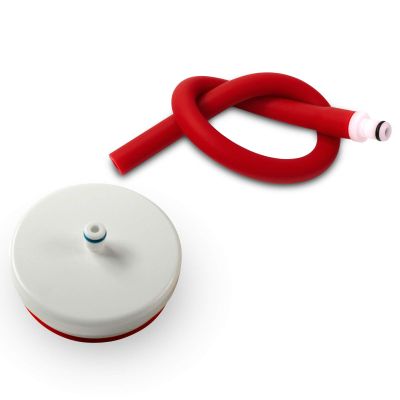Adapter for LeLuv iPump Head to LeLuv Quick-Disconnect 1/4" Inner Diameter Vacuum Pumping Systems - White + 12" Red Premium Silicone Hose with Fitting