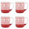 10 Strawberry Street Embossed Reindeer Ceramic Mug, Set of 4 (Red), S4MUG-XMAS view 1