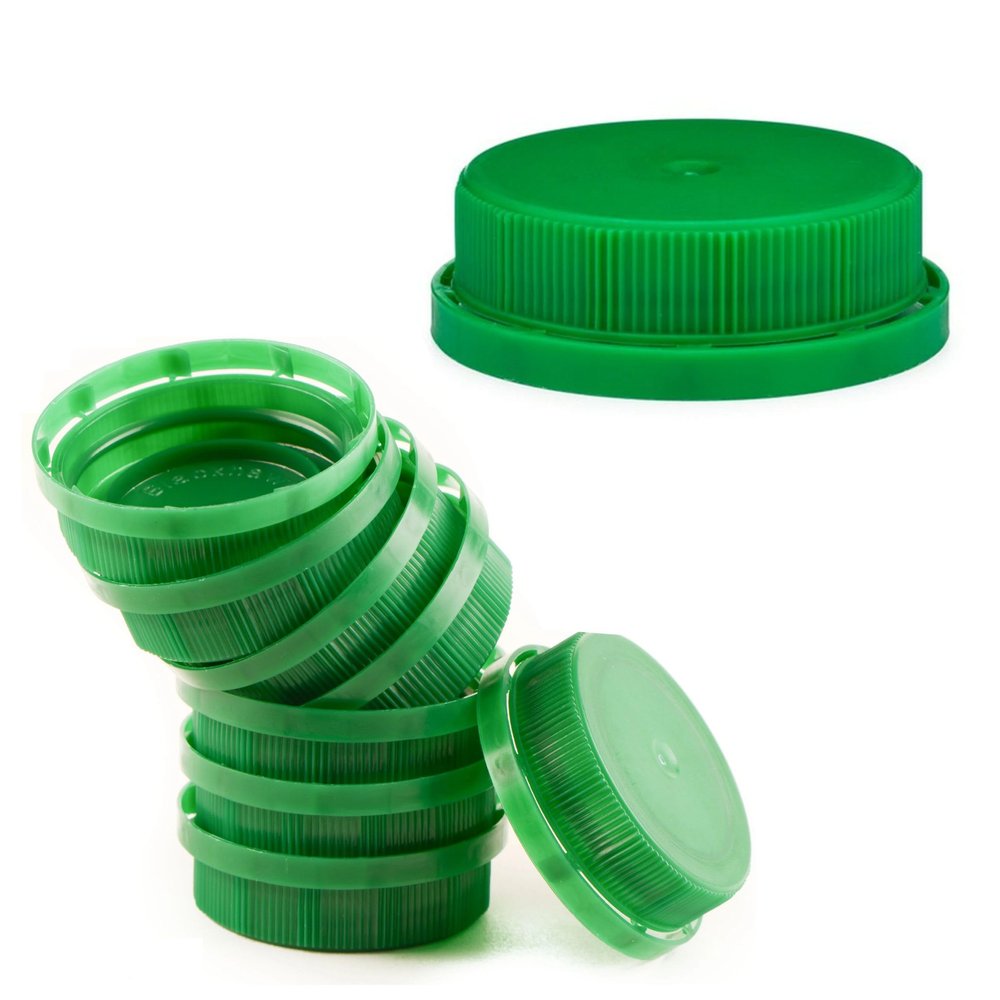 [900 PACK] 38MM Green Tamper Evident Ratchet Caps/Lids for Empty Foggy Plastic Juice Bottles by EcoQuality