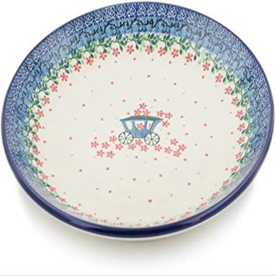 Polmedia Polish Pottery Dinner Plate - Magical Carriage Pattern Handmade in Boleslawiec Poland by Ceramika Artystyczna + Certificate of Authenticity