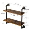 YMYNY Industrial Pipe Shelf Bracket, 2 Tiers Retro Wall Mounted Floating Shelf, Wood DIY Bookshelf, Storage Shelves for Living Room, Bedroom, 24" Farmhouse Bathroom Shelving, HD-UHRF-TM004 view 3