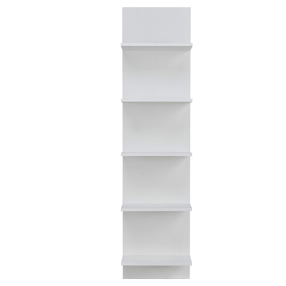 Danya B. Narrow Decorative Wall Mount Vertical Shelving Unit  Modern Column with 5 Shelves Home or Office for Books, Dcor Display (White)