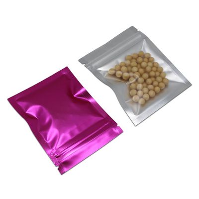 FERENLI 100PCS Mylar Zipper Lock Food Storage Bag Matte Aluminum Foil Airtight Bag with Front Window Plastic Packaging Pouch for Zip Flat Heat Seal Lock Resealable (10x15cm (3.9x5.9 inch), Pink)