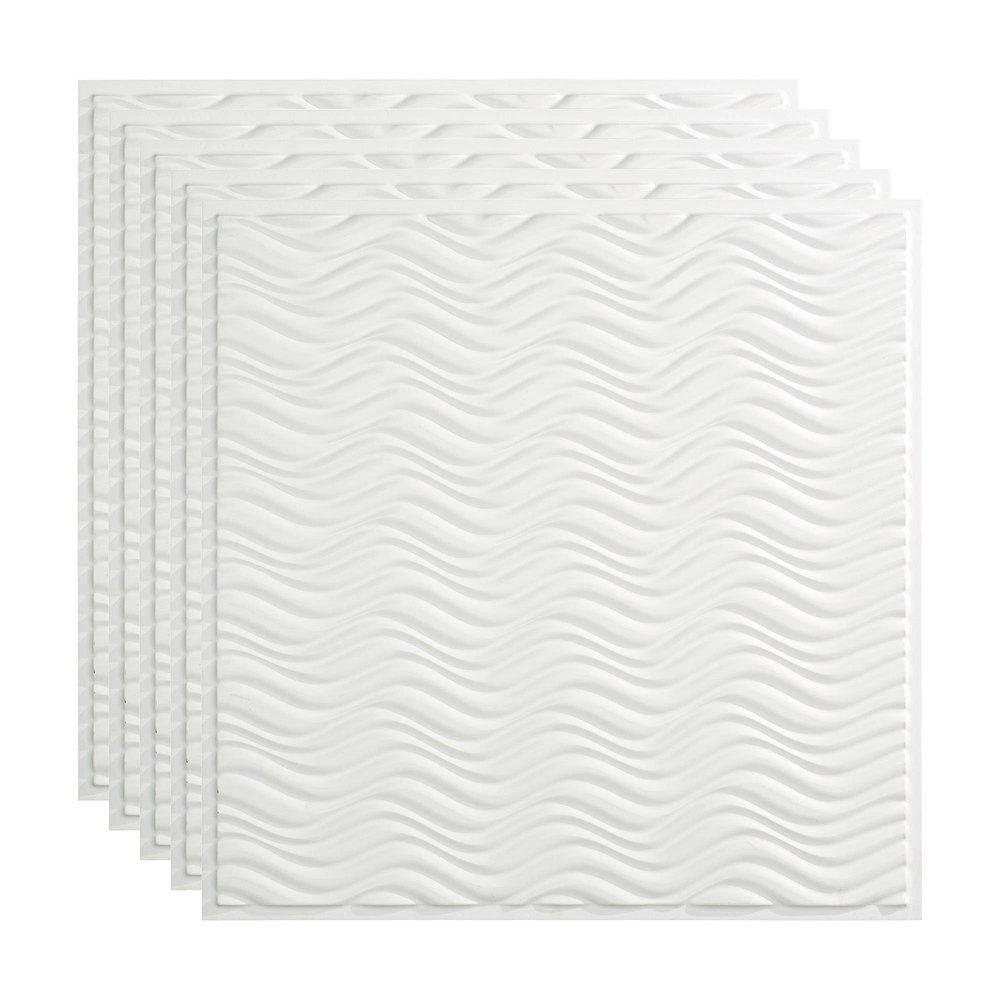FASDE Current Decorative Vinyl 2ft x 2ft Lay in Ceiling Panel in Gloss White (5 Pack)