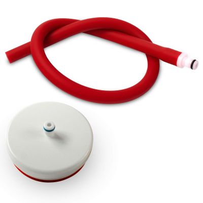 Adapter for LeLuv iPump Head to LeLuv Quick-Disconnect 1/4" Inner Diameter Vacuum Pumping Systems - White + 18" Red Premium Silicone Hose with Fitting