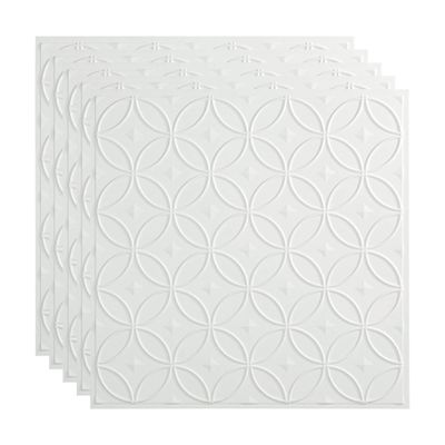 FASDE Rings Decorative Vinyl 2ft x 2ft Lay in Ceiling Panel in Matte White (5 Pack)