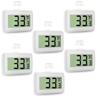 6 Pack Digital Refrigerator Thermometer, Waterproof Freezer Room Thermometer,High Precision Fridge Alarm Thermometer with Hook for Kitchen Home,C/F Convertible