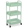 CAXXA 3-Tier Rolling Metal Storage Organizer - Mobile Utility Cart, Kitchen Cart with Caster Wheels (Aqua Green) view 1
