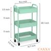 CAXXA 3-Tier Rolling Metal Storage Organizer - Mobile Utility Cart, Kitchen Cart with Caster Wheels (Aqua Green) view 2