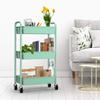 CAXXA 3-Tier Rolling Metal Storage Organizer - Mobile Utility Cart, Kitchen Cart with Caster Wheels (Aqua Green) view 4