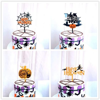 DUO ER Hello Halloween Spider Cake Topper Witch Pumpkin Acrylic Cake Flags for Kids Halloween Party Dessert Decoration Cakes Gift (Color : A0)
