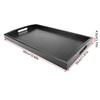 Wooden Tea Serving Tray,Tea Water Drinks Tray with Handle,Large,Black (19.69x 11.81 x 1.77inch) view 2