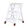 White Folding Ladder Stool Staircase Chair Multi-Purpose Foldable Wood Ladder Stool, Step Stool for Adults & Kids Household Step-ladder Safety Non-Slip, Max. 150kg view 1