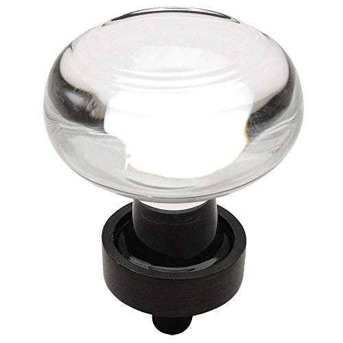 PJS Hardware 6355ORB-C Oil Rubbed Bronze & Clear Glass Cabinet Knobthe Best!