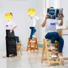 Step Stool Wood Ladder Stool Library Ascend Ladder - Lightweight Foldable for Adults Kids, Kitchen Loft Camping Indoor Outdoor Use, Safety Non-Slip, White view 3