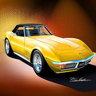 1972 Corvette convertibile Sunflower Yellow with White Wall Tires - Fine Art Print by Danny Whitfield - Size 20 X 30