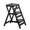 Step stool Wooden Ladder Chair Stool 3 Steps Portable and Foldable Stepladder for Adults Kids Safety Non-Slip Heavy Duty Multi-Purpose,150kg Capacity, Black Walnut view 1