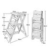 Step stool Wooden Ladder Chair Stool 3 Steps Portable and Foldable Stepladder for Adults Kids Safety Non-Slip Heavy Duty Multi-Purpose,150kg Capacity, Black Walnut view 2